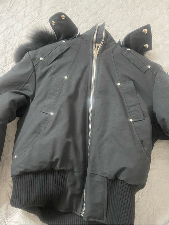 Moose Knuckles Jackets & Blazers - Moose Knuckles Black Down-Filled Jacket with Red Accents